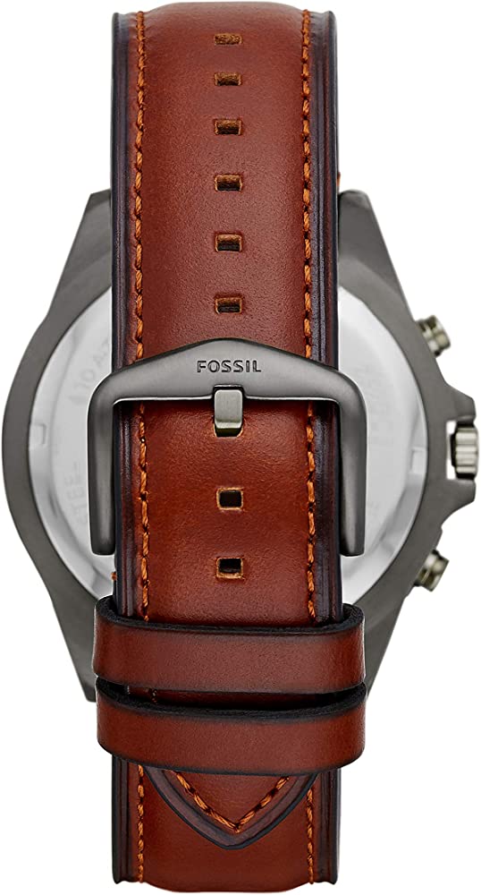 Fossil Garrett Chronograph Grey Dial Brown Leather Strap Watch for Men - FS5770