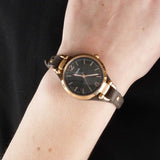 Fossil Georgia Smoke Grey Dial Grey Leather Strap Watch for Women - ES3077
