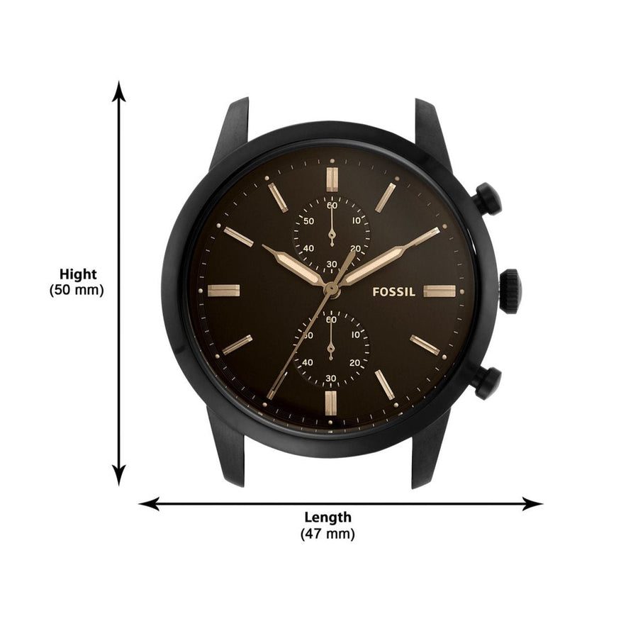 Fossil Goodwin Chronograph Black Dial Black Leather Strap Watch for Men - FS5585