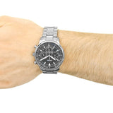 Fossil Goodwin Chronograph Black Dial Silver Steel Strap Watch for Men - FS5412