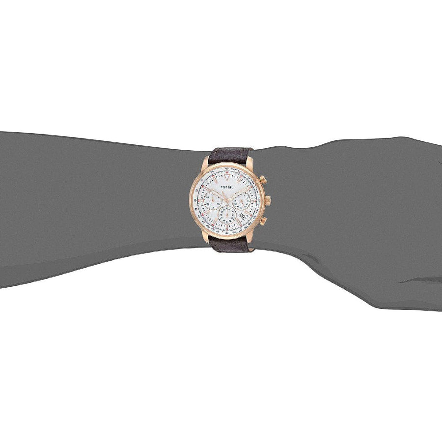 Fossil Goodwin Chronograph White Dial Brown Leather Strap Watch for Men - FS5415