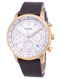 Fossil Goodwin Chronograph White Dial Brown Leather Strap Watch for Men - FS5415