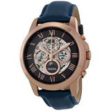 Fossil Grant Automatic Blue Dial Blue Leather Strap Watch for Men - ME3029