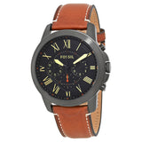 Fossil Grant Chronograph Black Dial Brown Leather Strap Watch for Men - FS5241