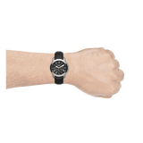 Fossil Grant Chronograph Black Dial Black Leather Strap Watch for Men - FS4812