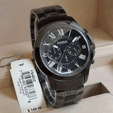 Fossil Grant Chronograph Black Dial Black Steel Strap Watch for Men - FS4832