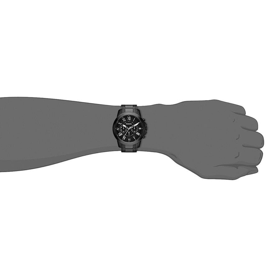 Fossil Grant Chronograph Black Dial Black Steel Strap Watch for Men - FS4832