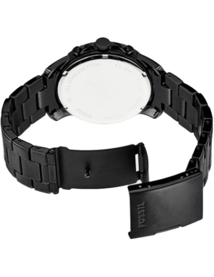 Fossil Grant Chronograph Black Dial Black Steel Strap Watch for Men - FS4832