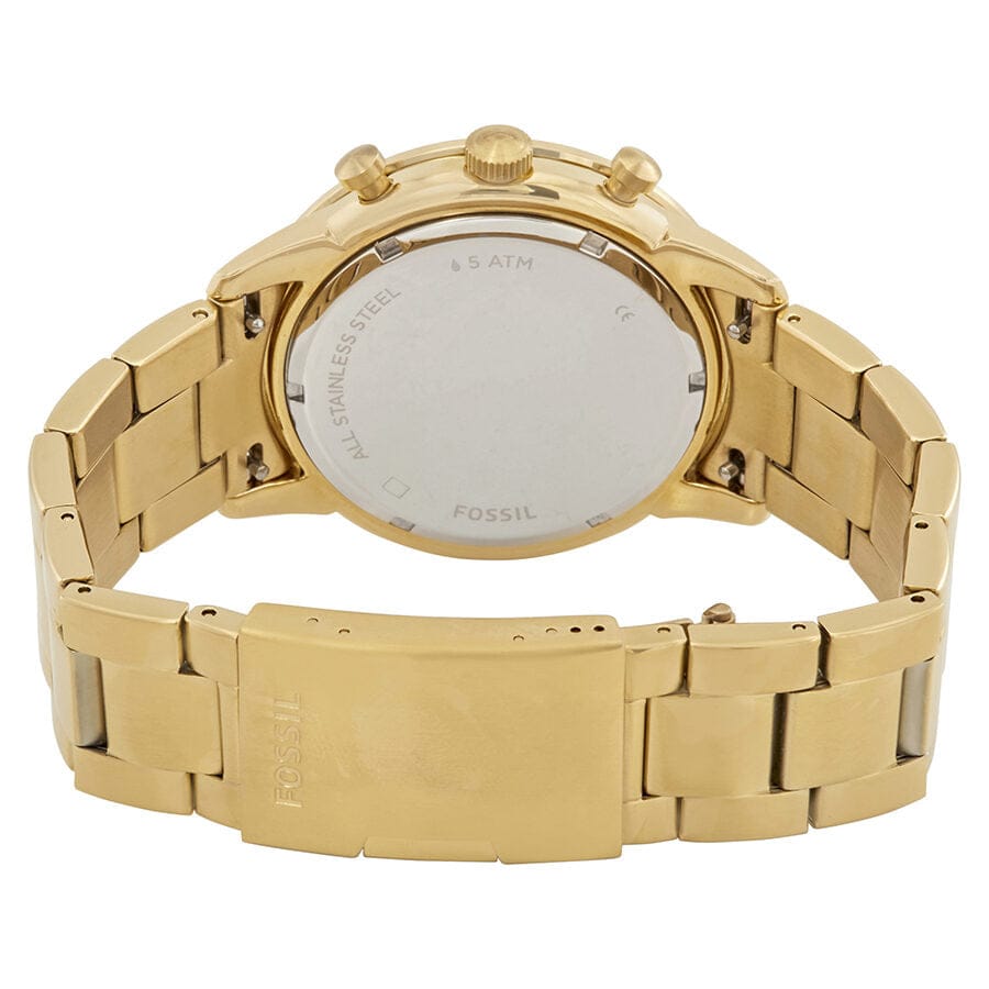Fossil Grant Chronograph Black Dial Gold Steel Strap Watch for Men - FS4815