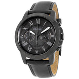 Fossil Grant Chronograph Black Dial Black Leather Strap Watch for Men - FS5132