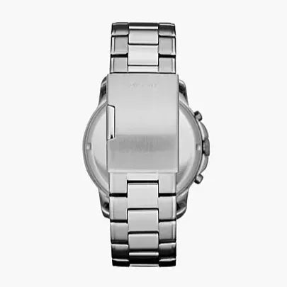 Fossil Grant Chronograph Black Dial Silver Steel Strap Watch for Men - FS4736