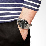Fossil Grant Chronograph Black Dial Silver Steel Strap Watch for Men - FS4994