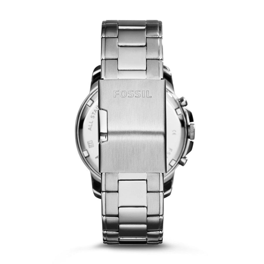 Fossil Grant Chronograph Black Dial Silver Steel Strap Watch for Men - FS4994