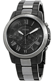 Fossil Grant Chronograph Black Dial Two Tone Steel Strap Watch for Men - FS5269