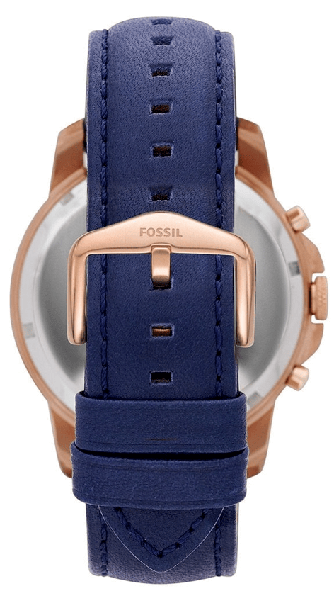Fossil Grant Chronograph Blue Dial Blue Leather Strap Watch for Men - FS4835