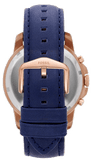 Fossil Grant Chronograph Blue Dial Blue Leather Strap Watch for Men - FS4835