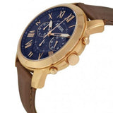 Fossil Grant Chronograph Blue Dial Brown Leather Strap Watch for Men - FS5068