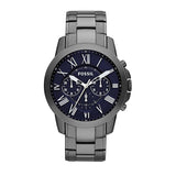 Fossil Grant Chronograph Blue Dial Grey Steel Strap Watch for Men - FS4831