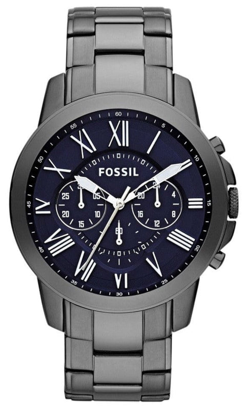 Fossil Grant Chronograph Blue Dial Grey Steel Strap Watch for Men - FS4831