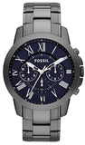 Fossil Grant Chronograph Blue Dial Grey Steel Strap Watch for Men - FS4831