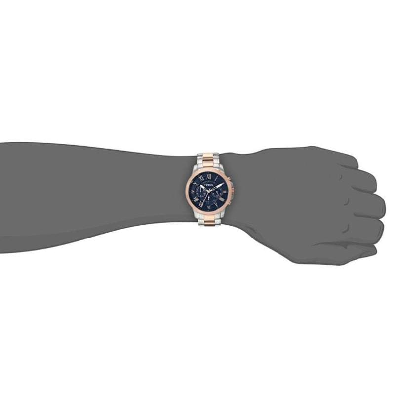 Fossil Grant Chronograph Blue Dial Two Tone Steel Strap Watch for Men - FS5024