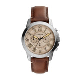 Fossil Grant Chronograph Brown Dial Brown Leather Strap Watch for Men - FS5214