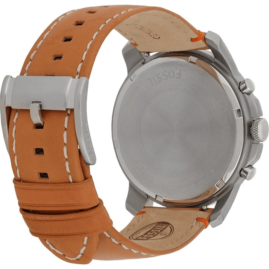 Fossil Grant Chronograph Green Dial Brown Leather Strap Watch for Men - FS4918