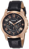 Fossil Grant Chronograph Grey Dial Black Leather Strap Watch for Men - FS5085