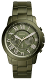 Fossil Grant Chronograph Olive Green Dial Green Steel Strap Watch for Men - FS5375
