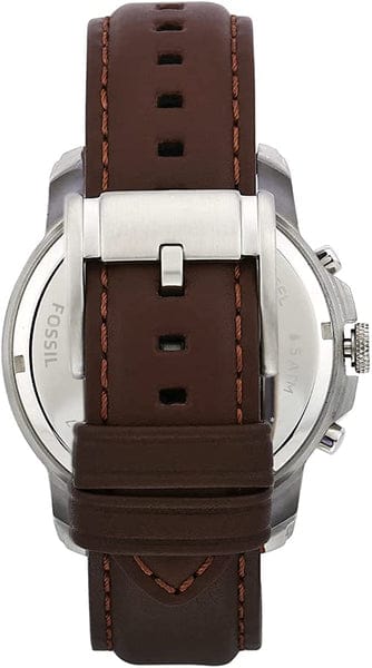 Fossil Grant Chronograph White Dial Brown Leather Strap Watch for Men - FS4735