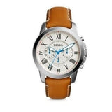 Fossil Grant Chronograph White Dial Brown Leather Strap Watch for Men - FS5060