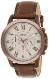 Fossil Grant Chronograph White Dial Brown Leather Strap Watch for Men - FS5344