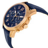 Fossil Grant Chronograph Blue Dial Blue Leather Strap Watch for Men - FS4835