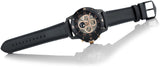 Fossil Grant Sport Automatic Skeleton Black Dial Black Leather Strap Watch for Men - ME3138