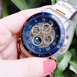 Fossil Grant Sport Automatic Skeleton Blue Dial Two Tone Steel Strap Watch for Men - ME3141