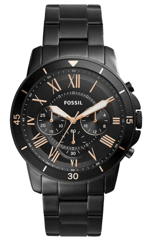 Fossil Grant Sport Chronograph Black Dial Black Steel Strap Watch for Men - FS5374