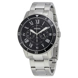 Fossil Grant Sport Chronograph Black Dial Silver Steel Strap Watch for Men - FS5236