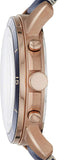 Fossil Grant Sport Chronograph Blue Dial Blue Leather Strap Watch for Men - FS5237