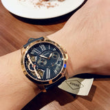 Fossil Grant Twist Multifunction Blue Dial Blue Leather Strap Watch for Men - ME1162