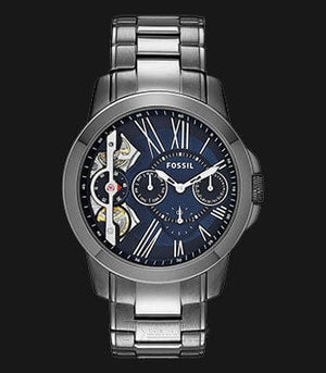 Fossil Grant Twist Multifunction Blue Dial Grey Steel Strap Watch for Men - ME1146