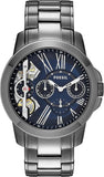Fossil Grant Twist Multifunction Blue Dial Grey Steel Strap Watch for Men - ME1146