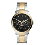 Fossil Neutra Moonphase Multifunction Black Dial Two Tone Steel Strap Watch for Men - FS5906