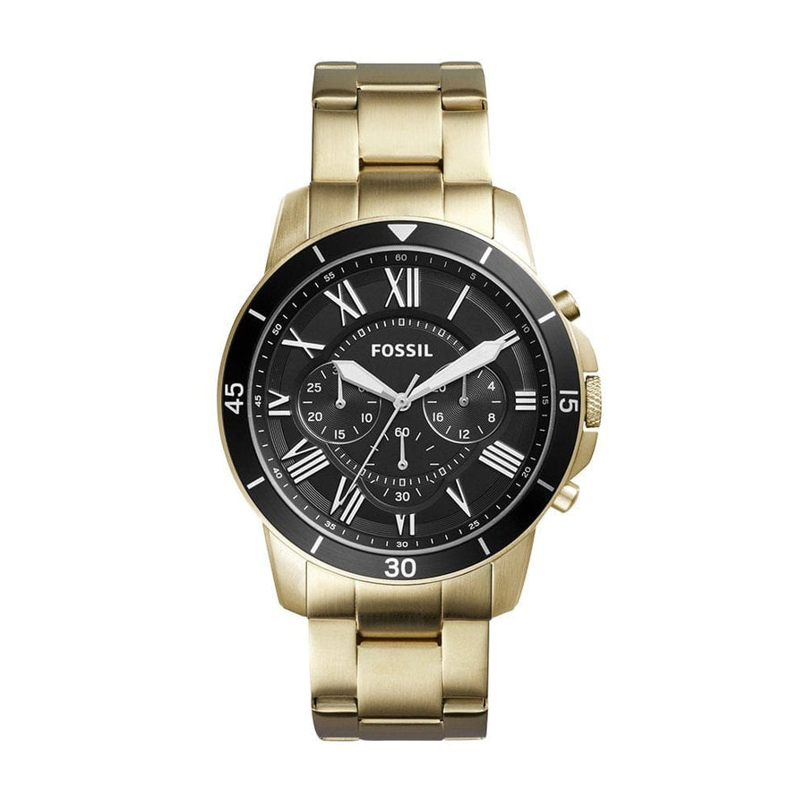Fossil Inscription Automatic Black Dial Gold Steel Strap Watch for Men - FS5267