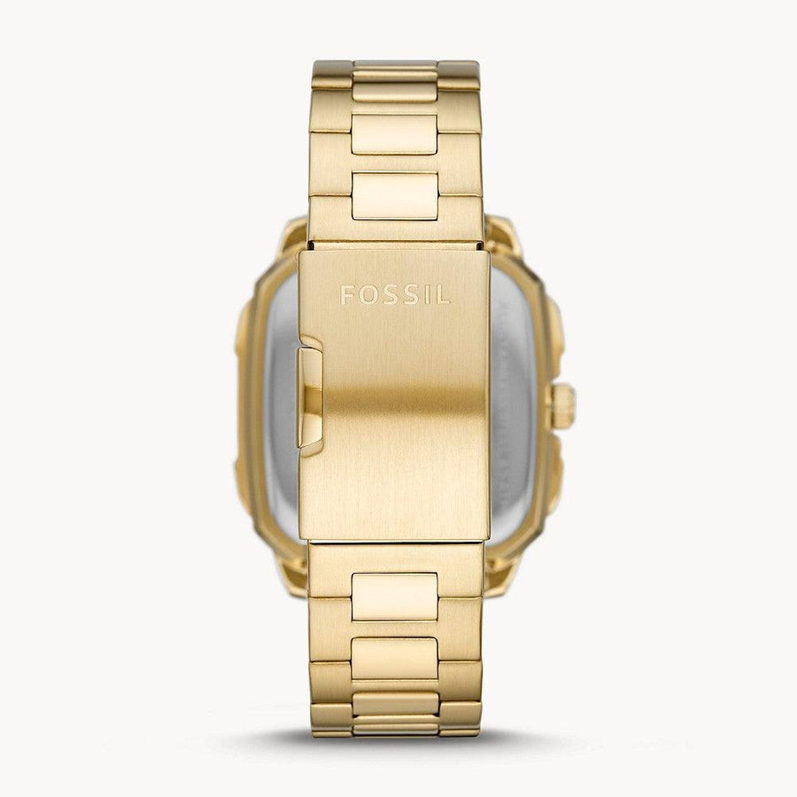 Fossil Inscription Automatic Skeleton Black Dial Gold Steel Strap Watch for Men - BQ2573