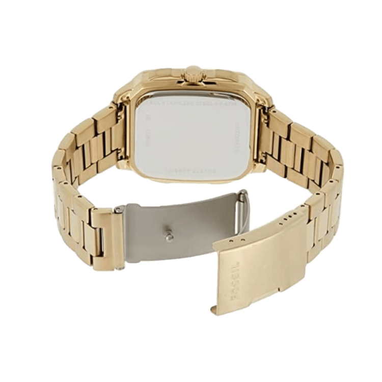 Fossil Inscription Automatic Skeleton Black Dial Gold Steel Strap Watch for Men - BQ2573