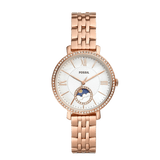 Fossil Jacqueline Analog Moonphase Mother of Pearl White Dial Rose Gold Steel Strap Watch for Women - ES5165