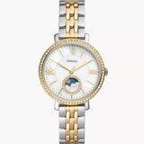 Fossil Jacqueline Analog Moonphase Mother of Pearl White Dial Two Tone Steel Strap Watch for Women - ES5166