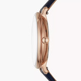 Fossil Jacqueline Blue Dial Blue Leather Strap Watch for Women - ES4673