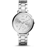 Fossil Jacqueline Silver Dial Silver Steel Strap Watch for Women - ES3664