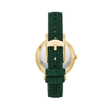 Fossil Jacqueline Multifunction Moonphase Mother of Pearl White Dial Green Leather Strap Watch for Women - ES5244